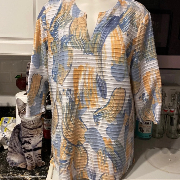 N women’s Coral Bay casual 3 /4 sleeve stretch plus size top 1 X - Picture 1 of 4